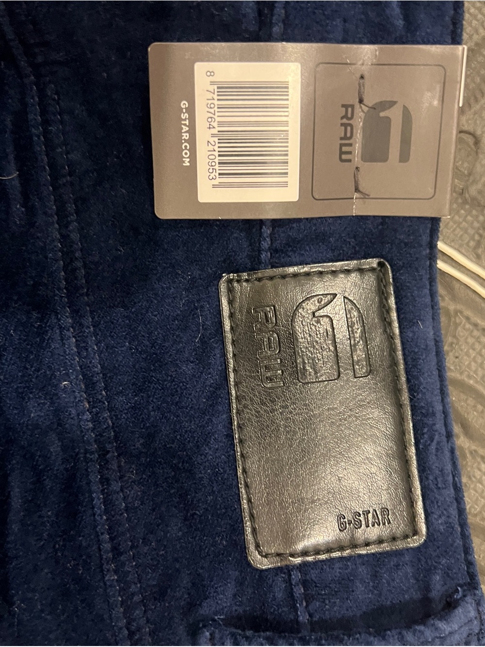 G-Star women’s Deep Navy velvet with Leather Patch